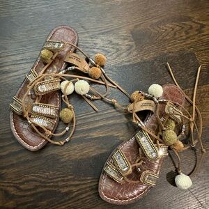 Sam Edelman tie up sandals, worn once!